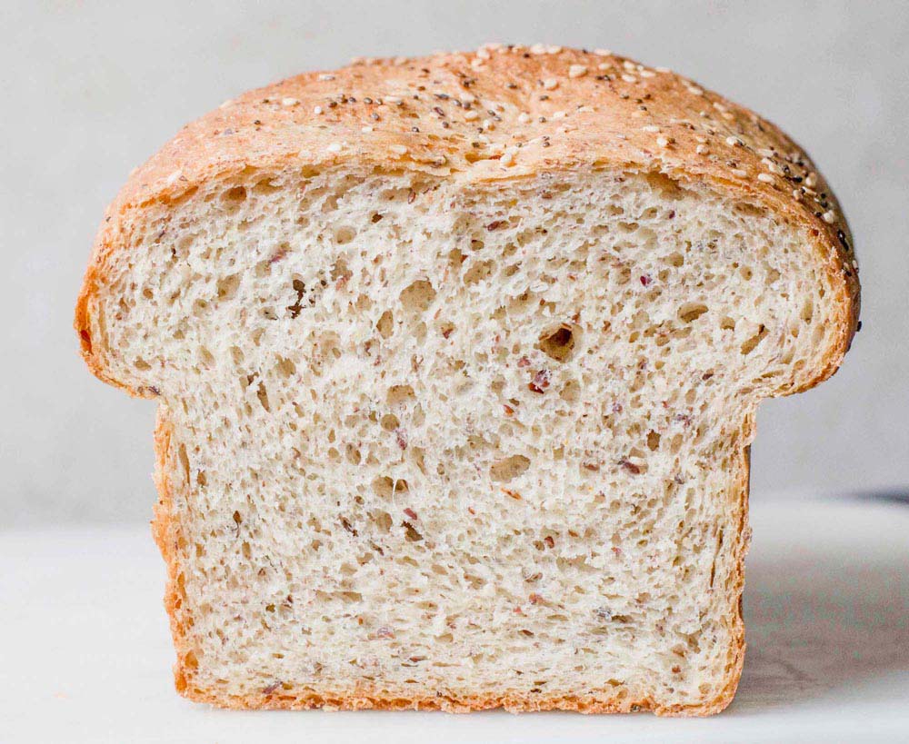 multigrain bread with super soft and flavorful crumbd