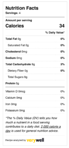 yeast water nutrition facts