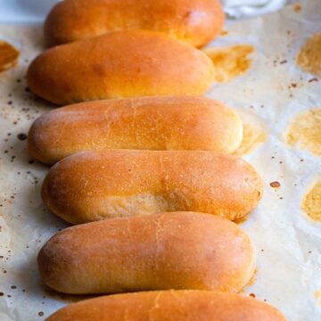 hot dog buns made up of sourdough starter