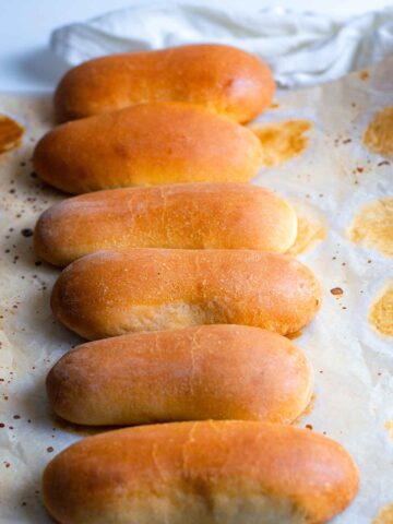 hot dog buns made up of sourdough starter