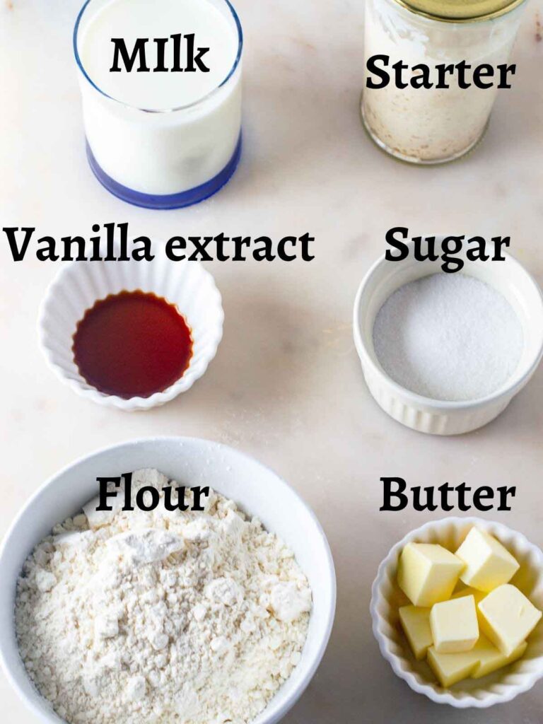 ingredients for sourdough doughnuts recipe