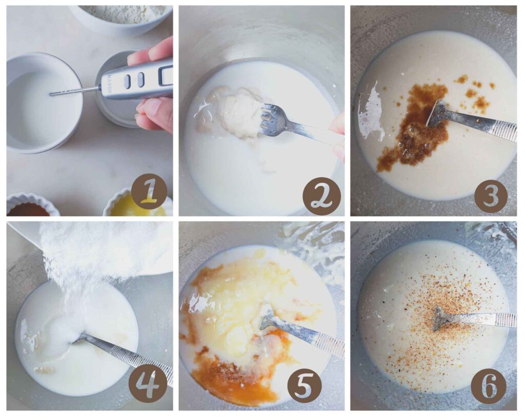 collage of images showing process of preparing dough for the doughnuts