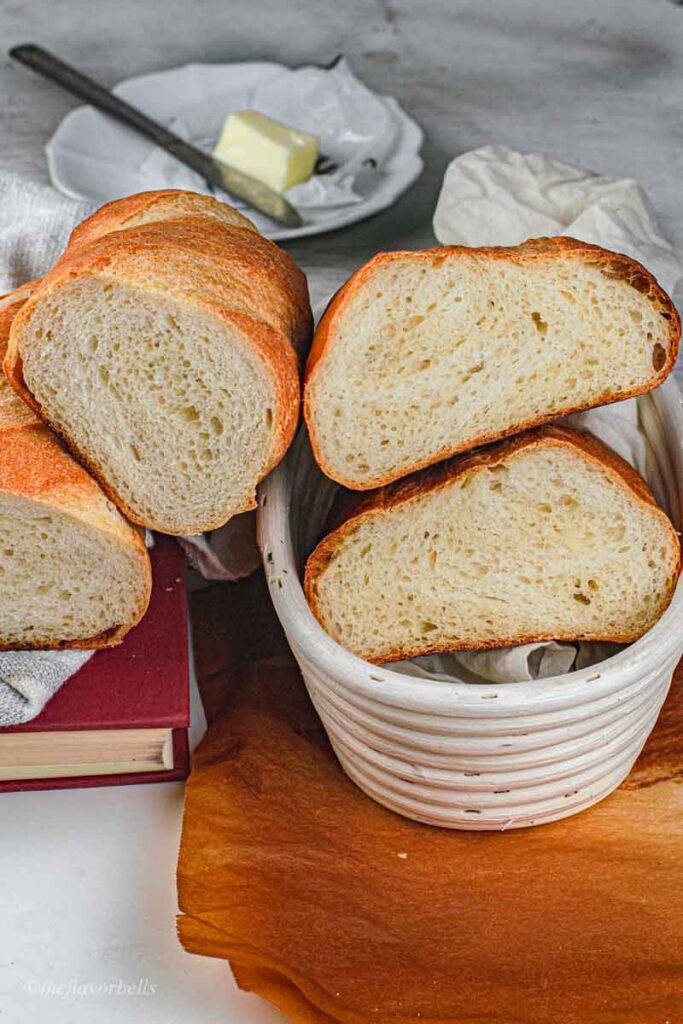 french batard bread sliced