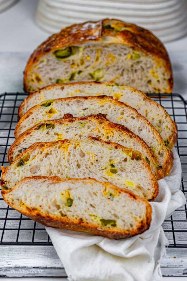 Jalapeño Cheddar sourdough A spicy cheese sourdough bread! The