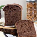 crossection showing crumb of chocolate sourdough bread