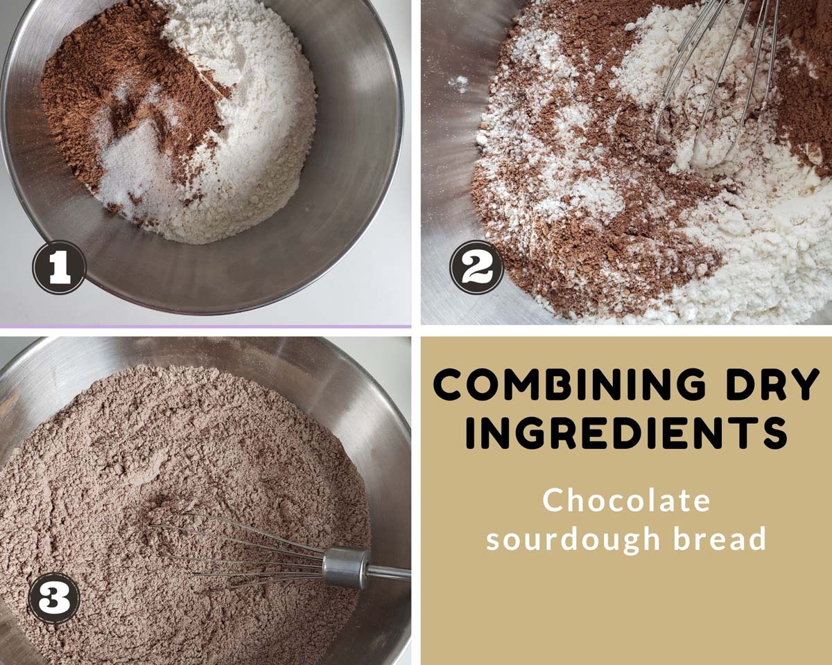 images showing steps of combining dry ingredients