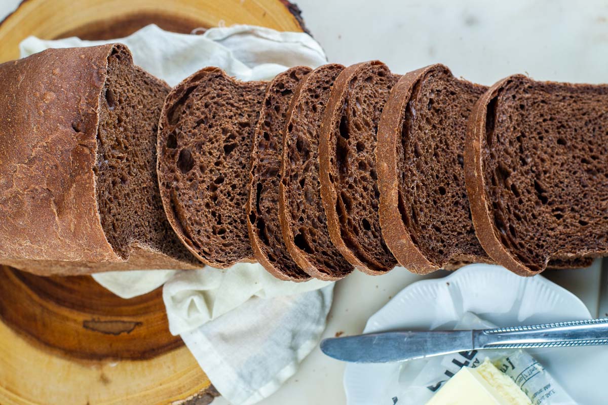 slices of the chocolate bread made using chocolate
