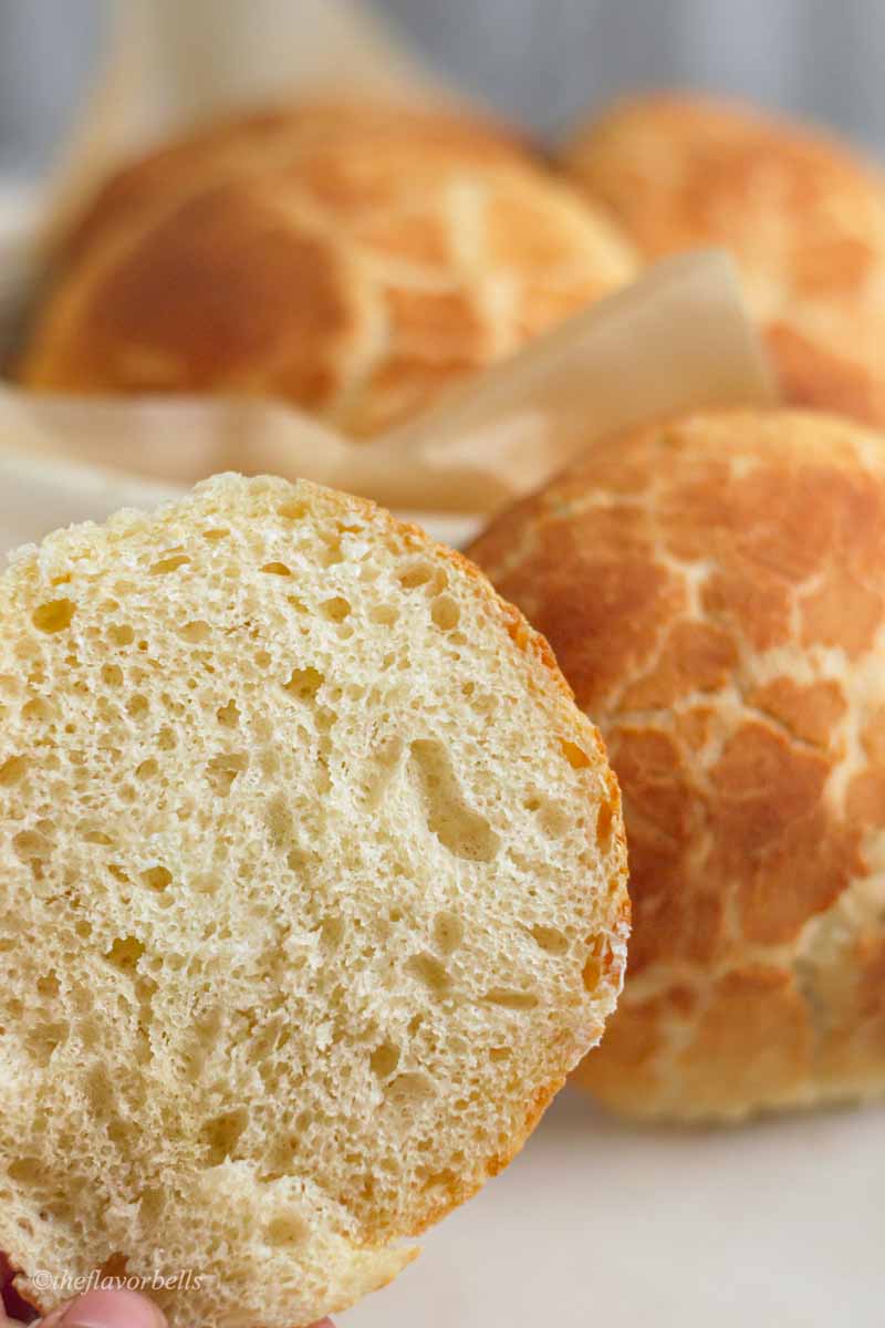 image showing soft and tender crumb of the tiger rolls