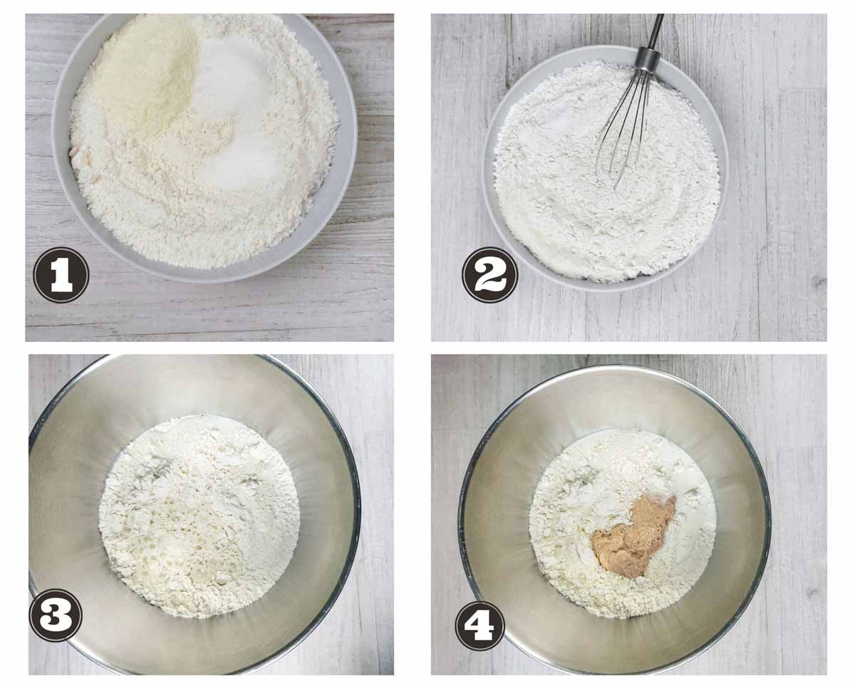 images showing step of combining dry and wet ingredients