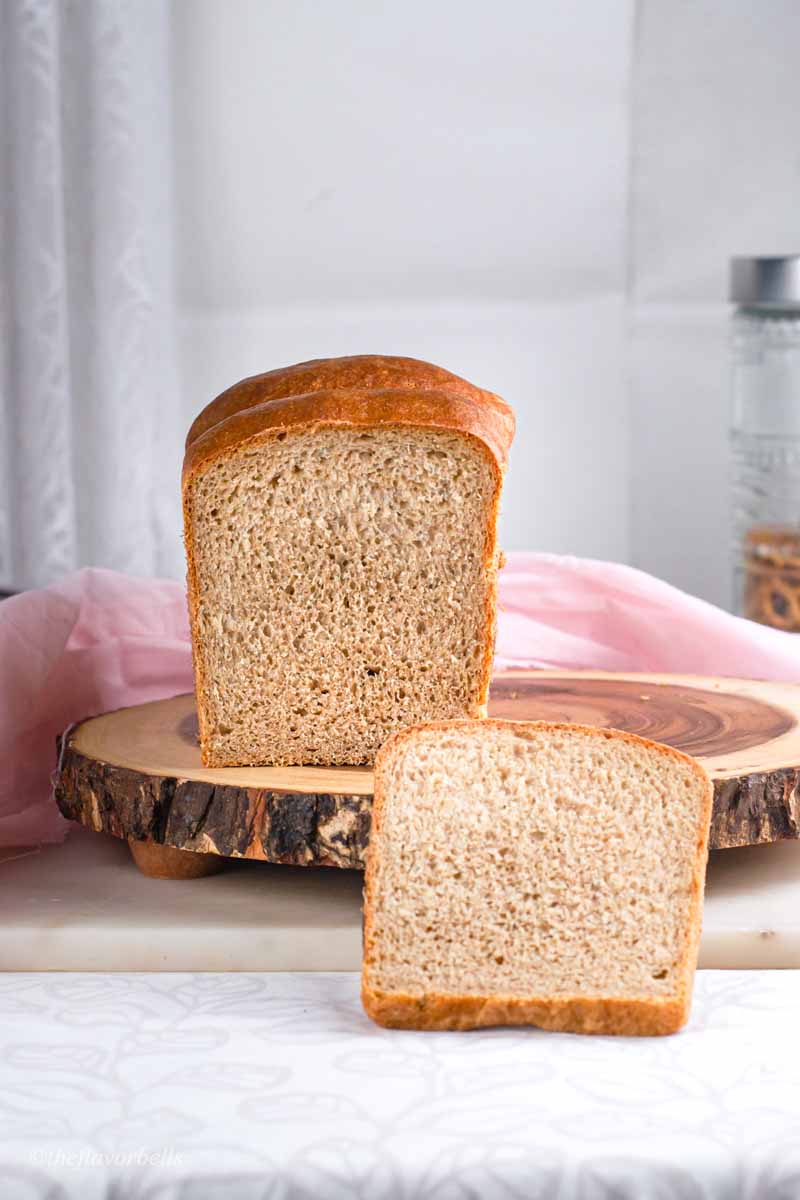 dairy free bread sliced to show the crumb