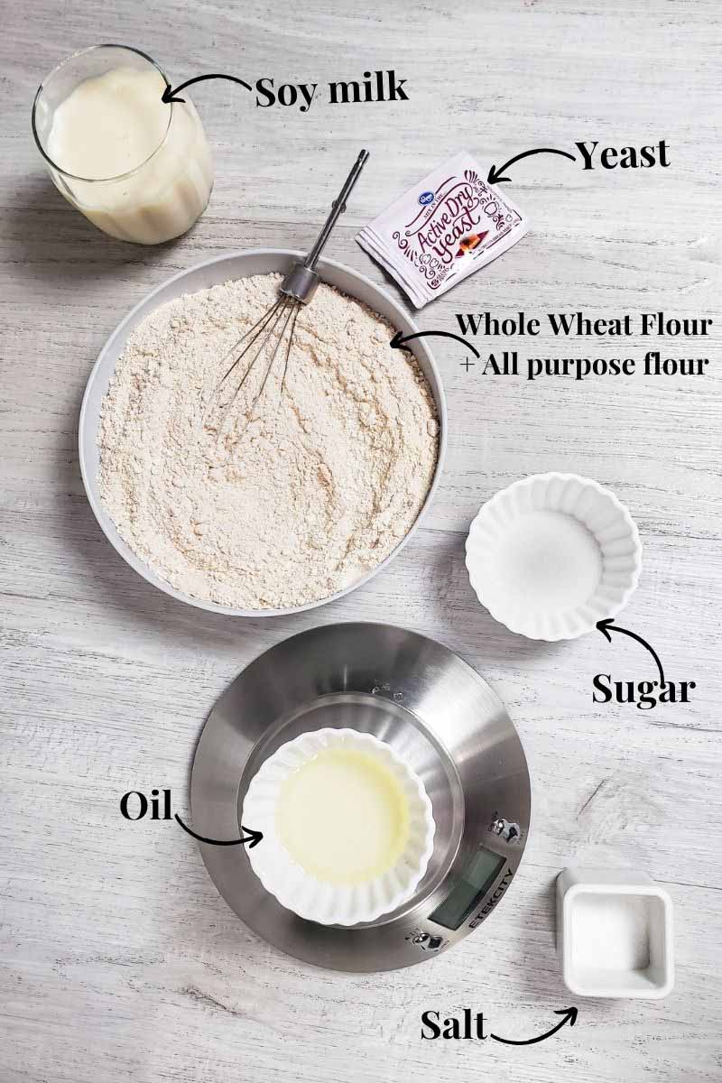 Image showing all the ingredients needed for making the dairy bread