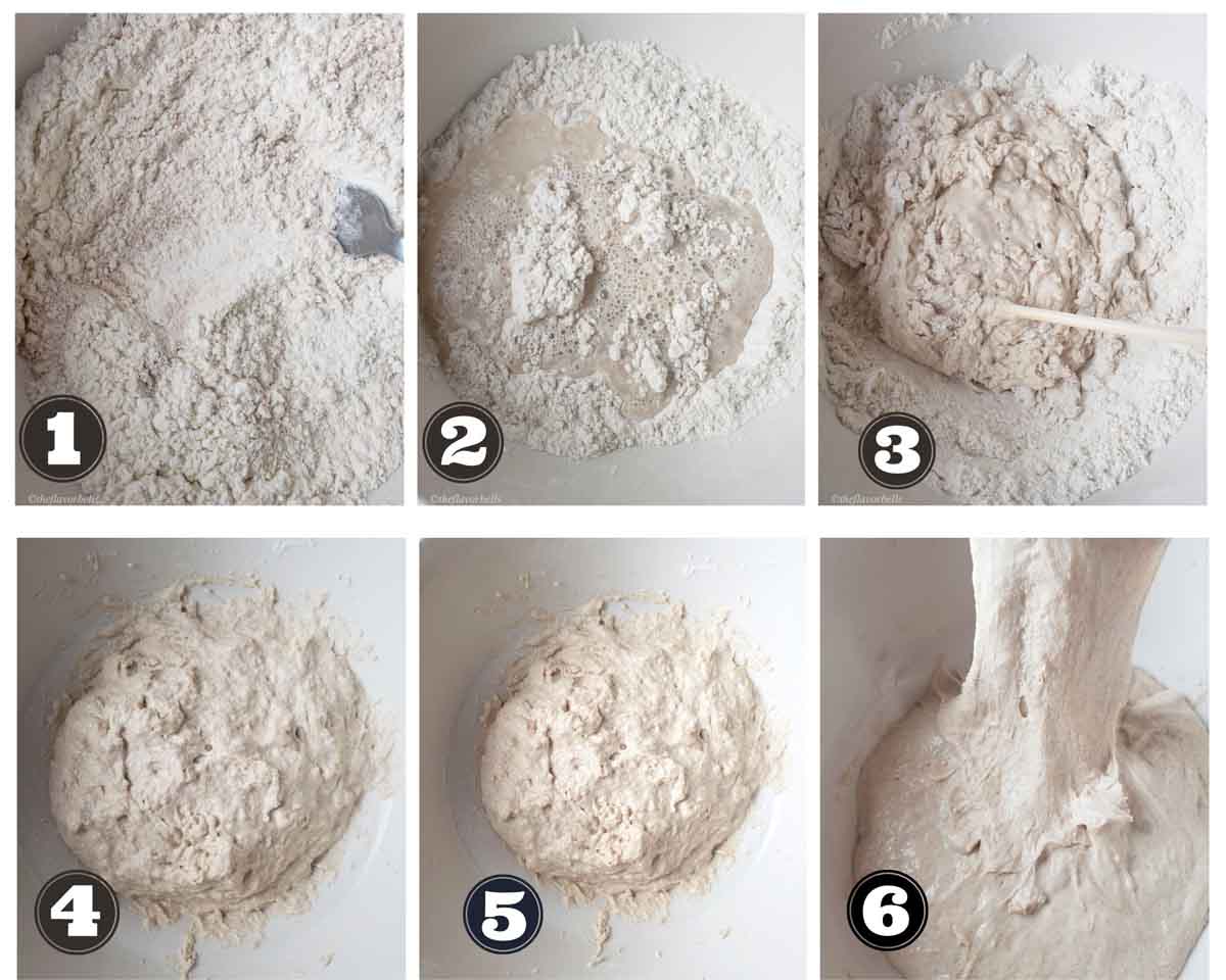 process images of combining dough
