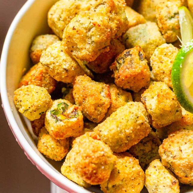 How to fry frozen okra in air fryer? Breaded and plain cut okra The