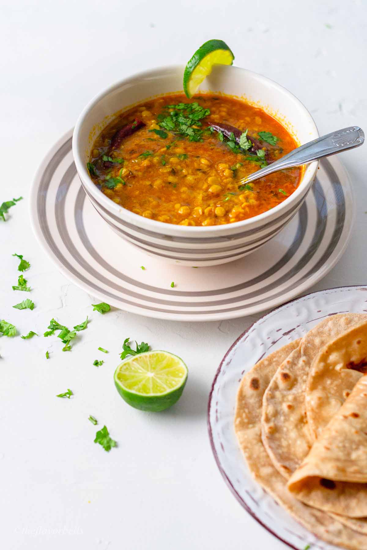 chana dal served with a dash of lime