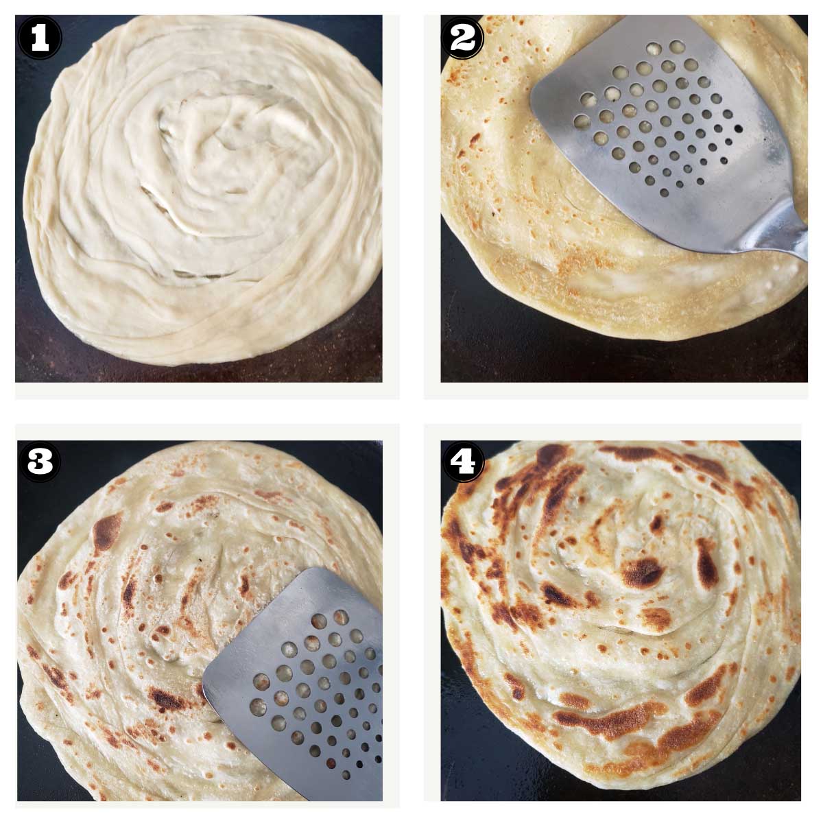 images showing steps involved in cooking the parotha