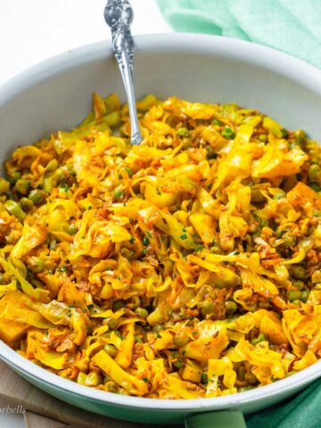 cabbage curry recipe for 4 people being served