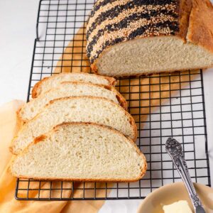 Italian semolina bread topped with sesame seeds