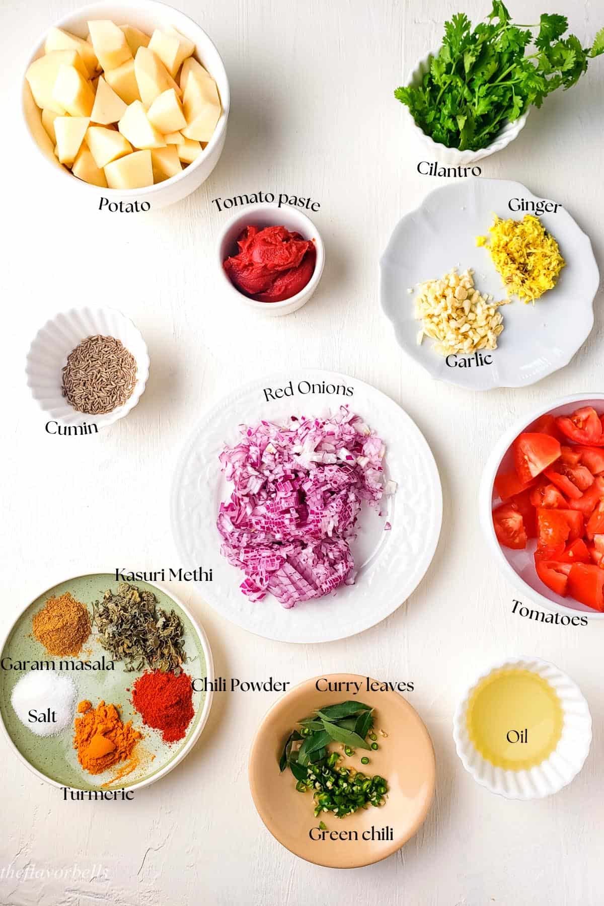 image showing all the ingredients required to make all ki sabzi