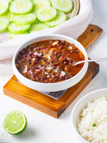 kala chana indian recipe served in a bowl with rice