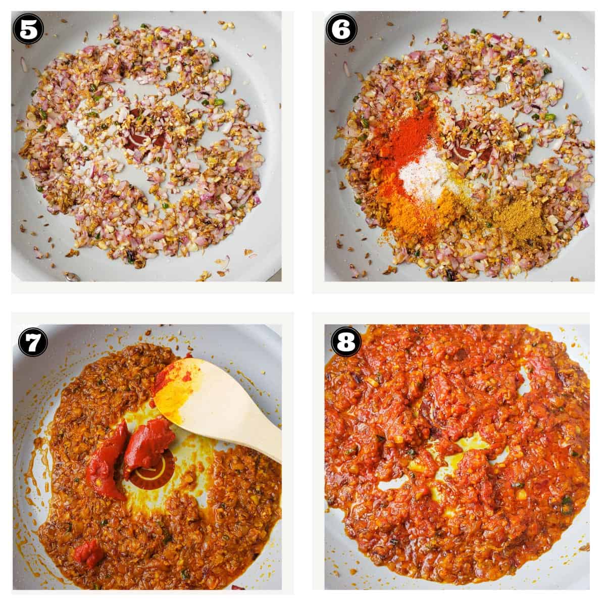 images showing steps of making masala for shimla mirch/ capsicum/ peppers
