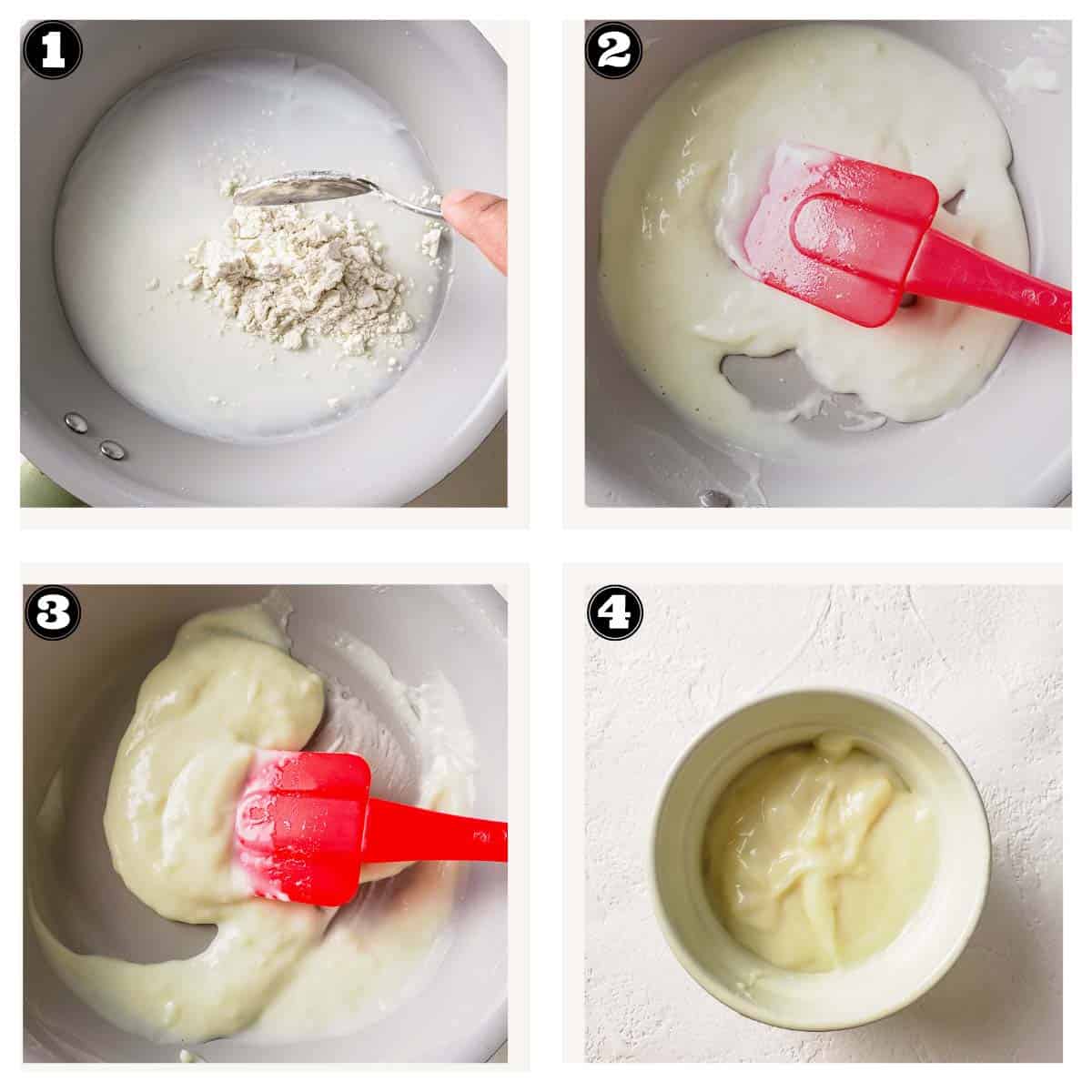 images showing process of making tangzhong for the matcha milk bread