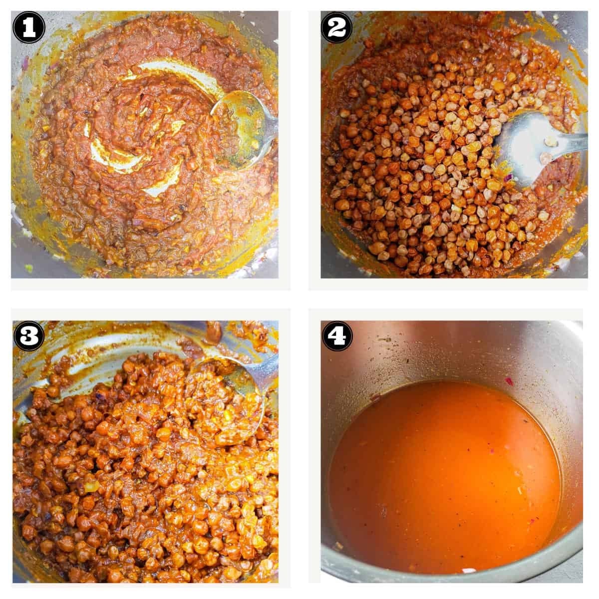 images showing adding chana prepared masala