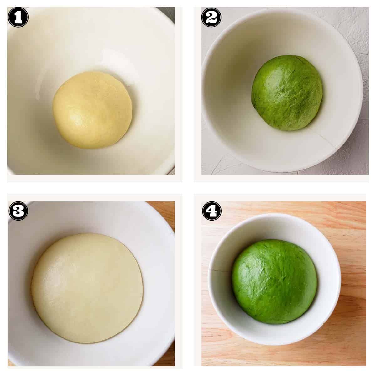 images showing process of proofing two types of dough