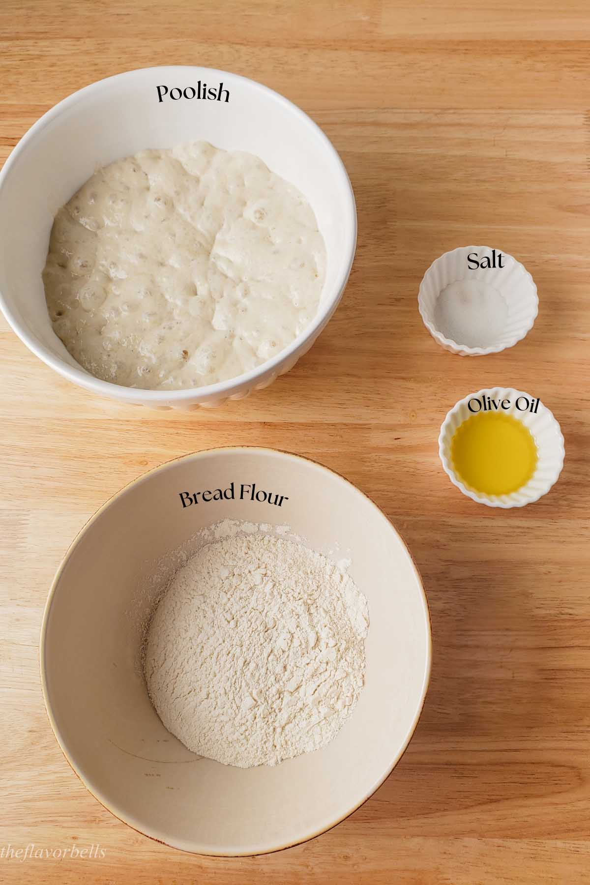 ingredients required for making poolish pizza dough