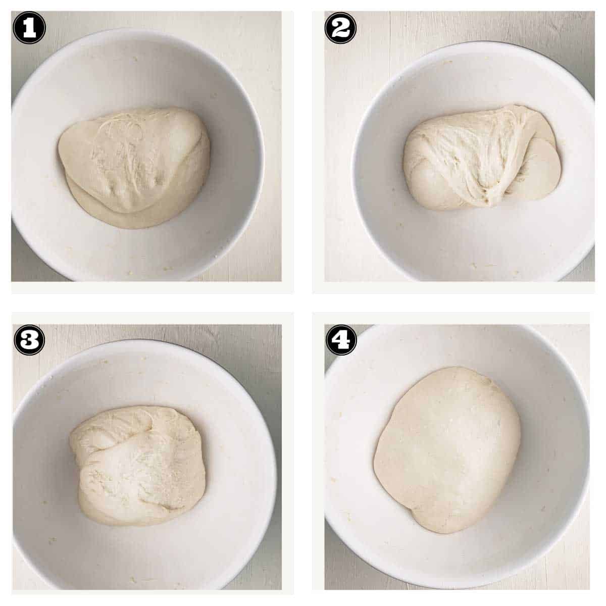 stretching and folding the dough
