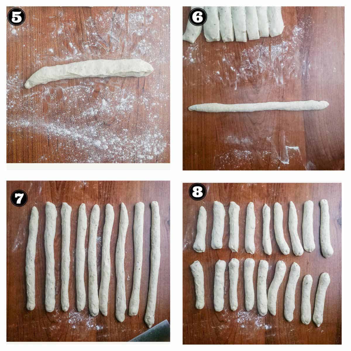 stages of shaping the breadsticks