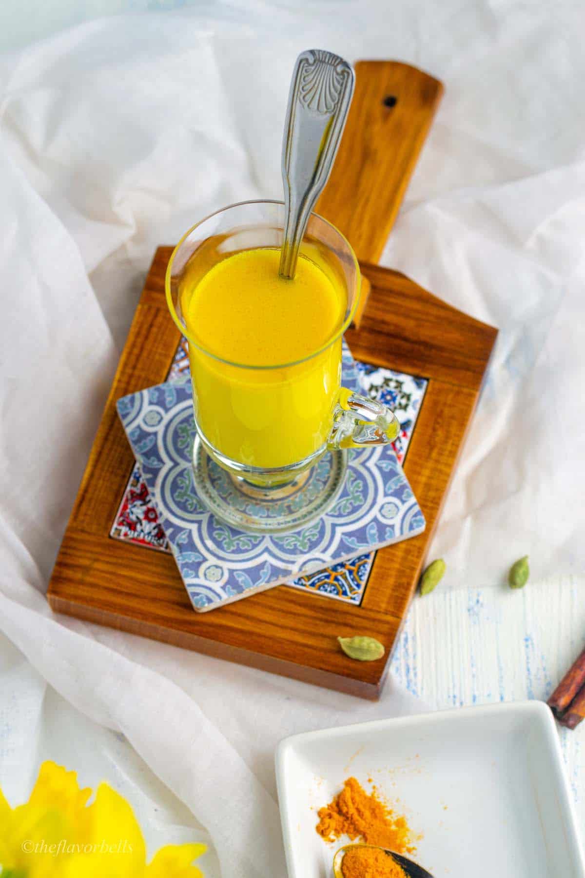 a glass of warm and comforting golden milk