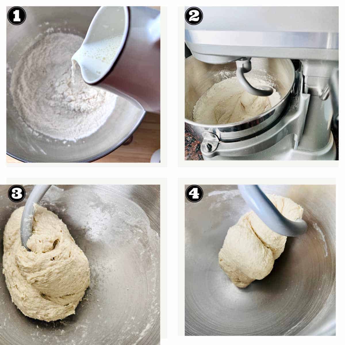 stages of kneading the dough