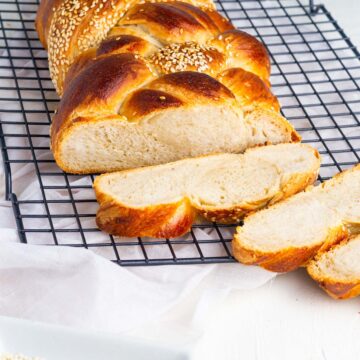 egg free braided challah leavened using starter