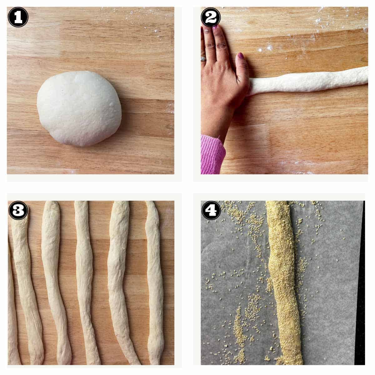 images of shaping the dough strands