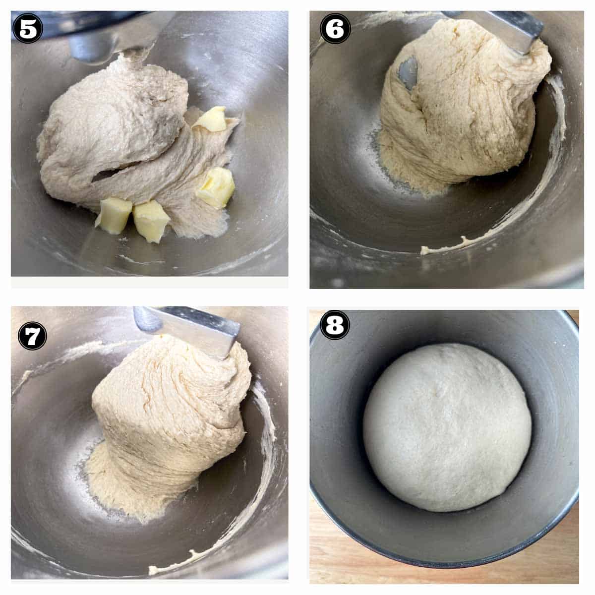 images showing kneading the dough in the stand mixer