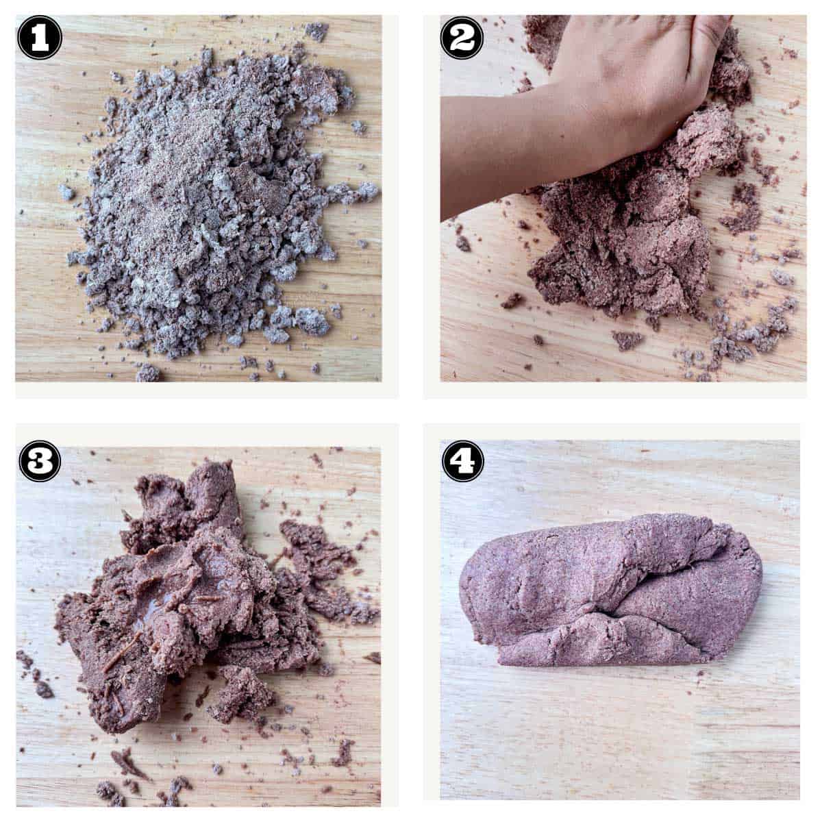 images showing the process of kneading the ragi dough