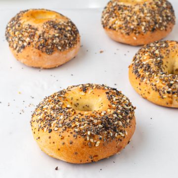 close up shot of the bagels
