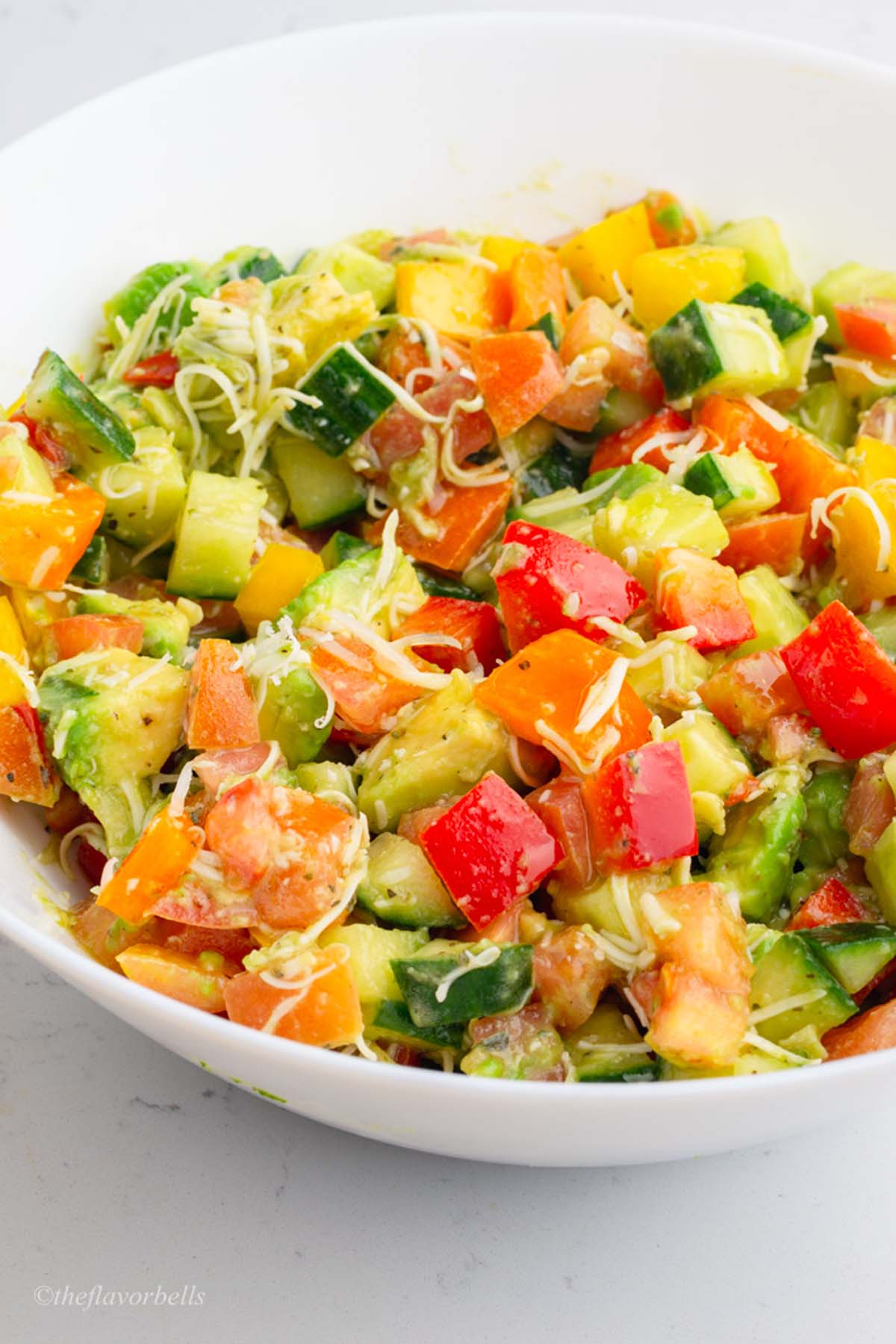 a close up shot at the healthy vegetable salad