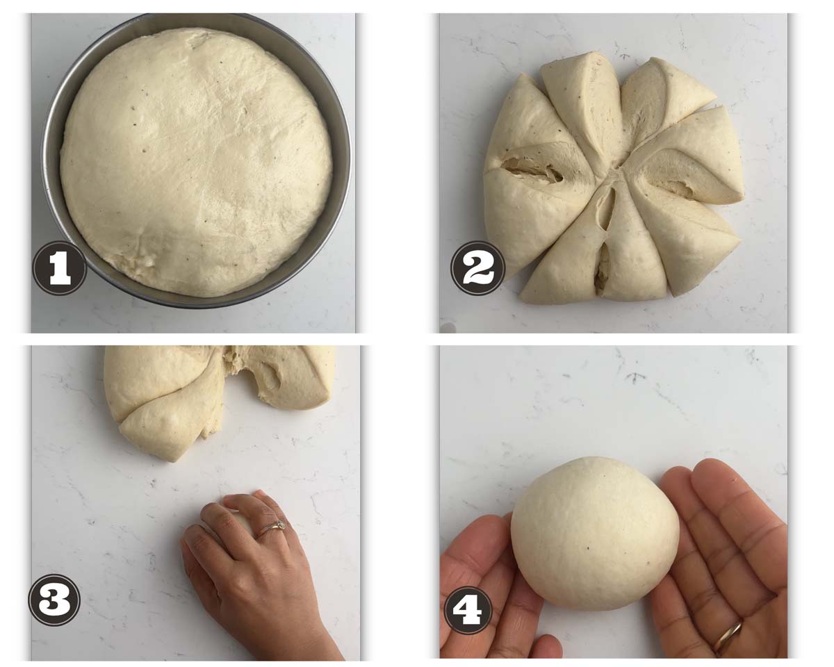 gallery of images showing shaping of morning rolls