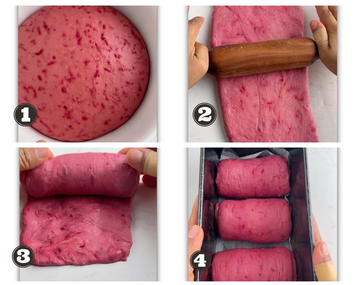 gallery of images showing steps involved in shaping the loaf