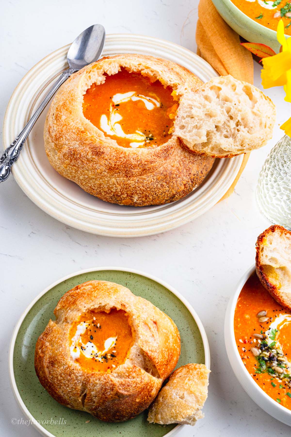 two sizes of bread bowls that you can make with sourdough