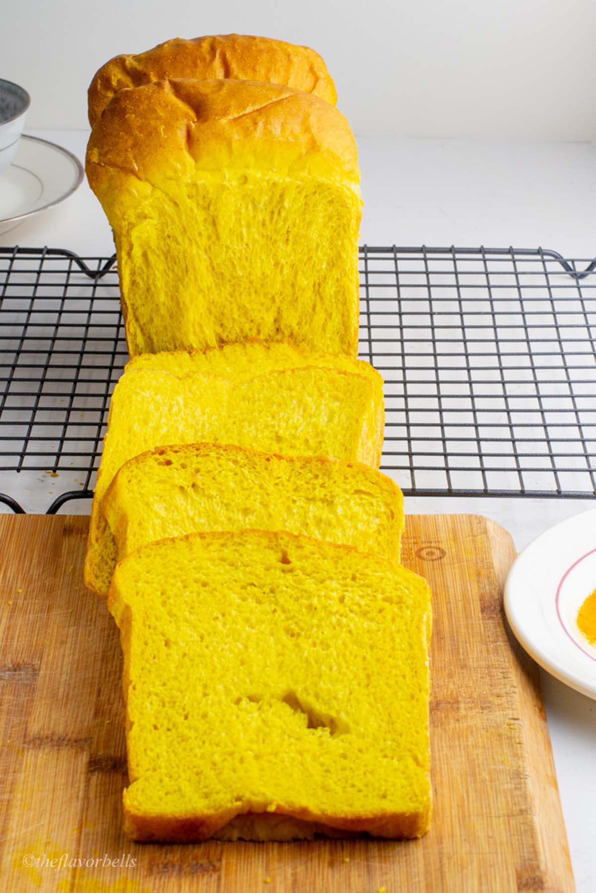 cut slices of the bread made with turmeric powder