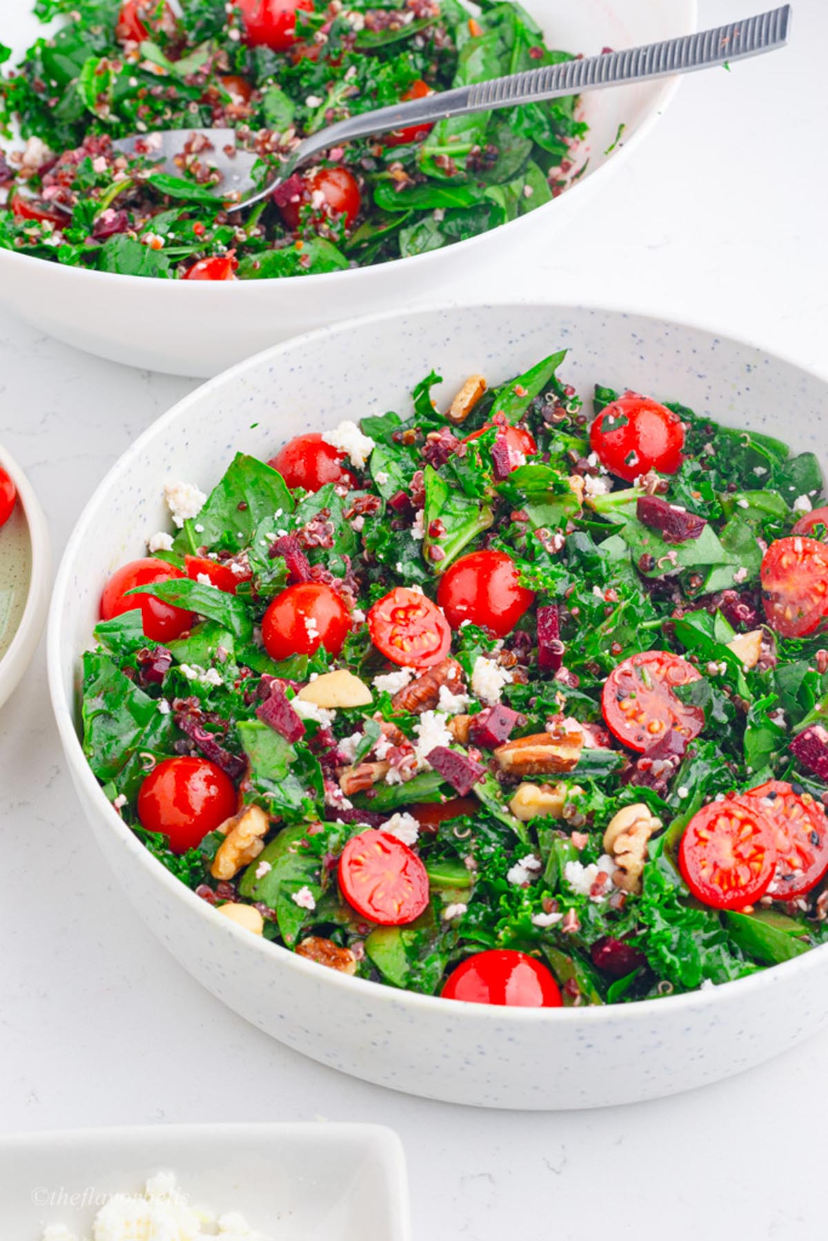 refreshing vibrant and bursting kale and spinach salad