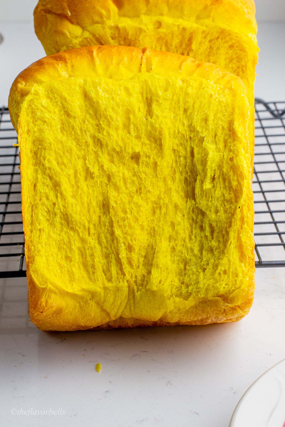 a close up look at the golden bread texture