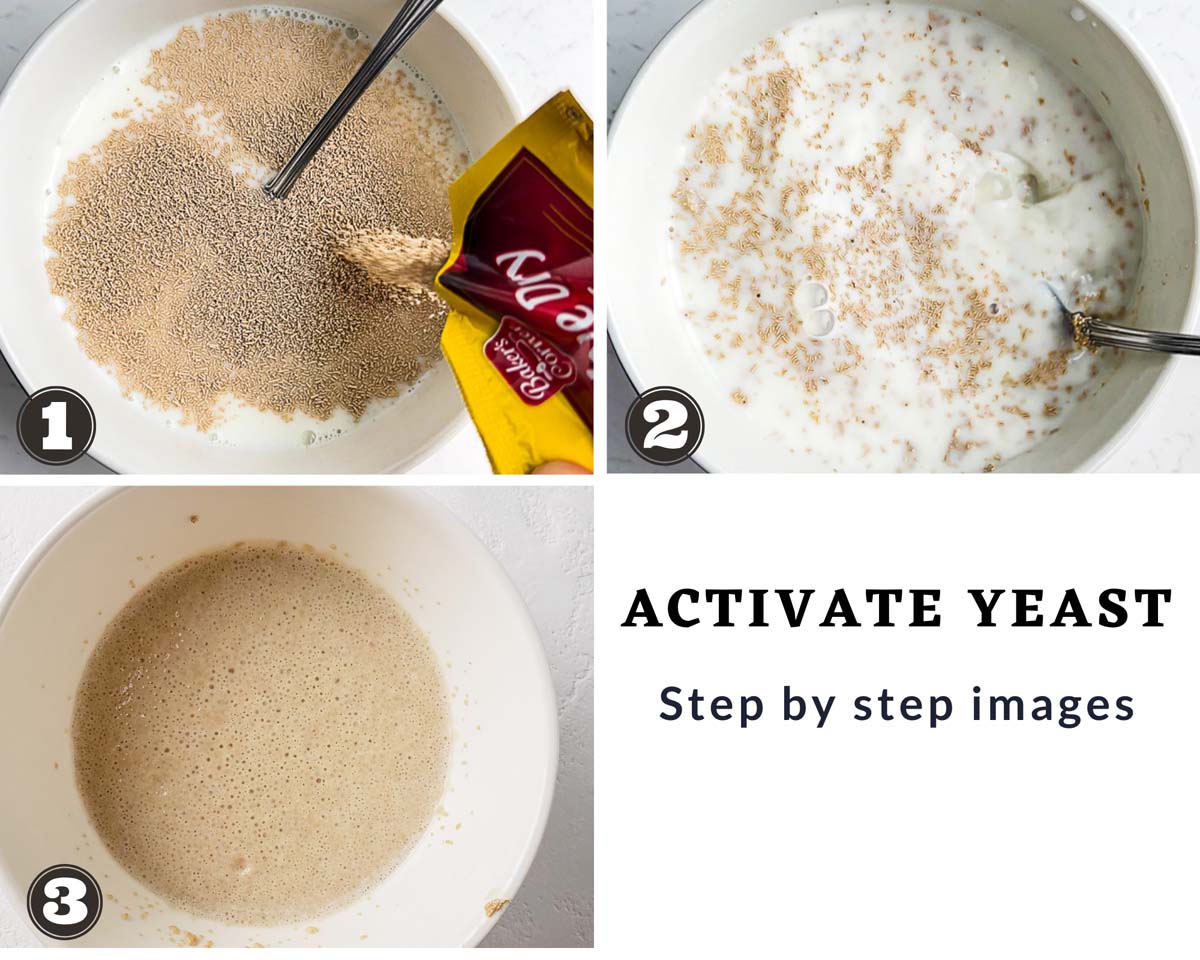 stages of yeast activation shown through gallery of images