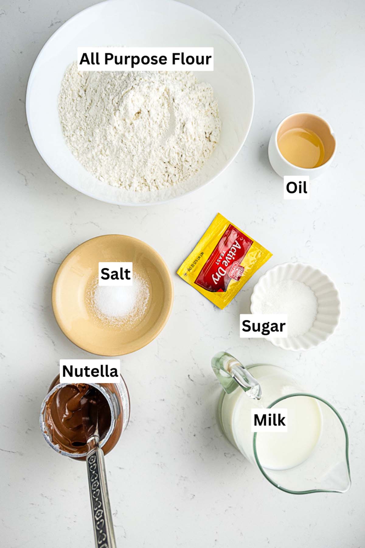 image showing all the ingredients required for making the babka recipe
