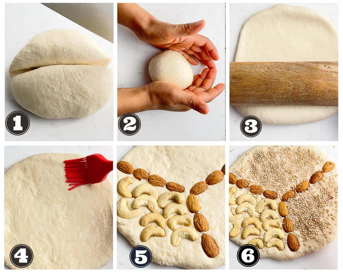 gallery of images showing shaping sweet Persian bread