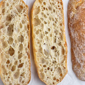 Italian bread placed on a white background