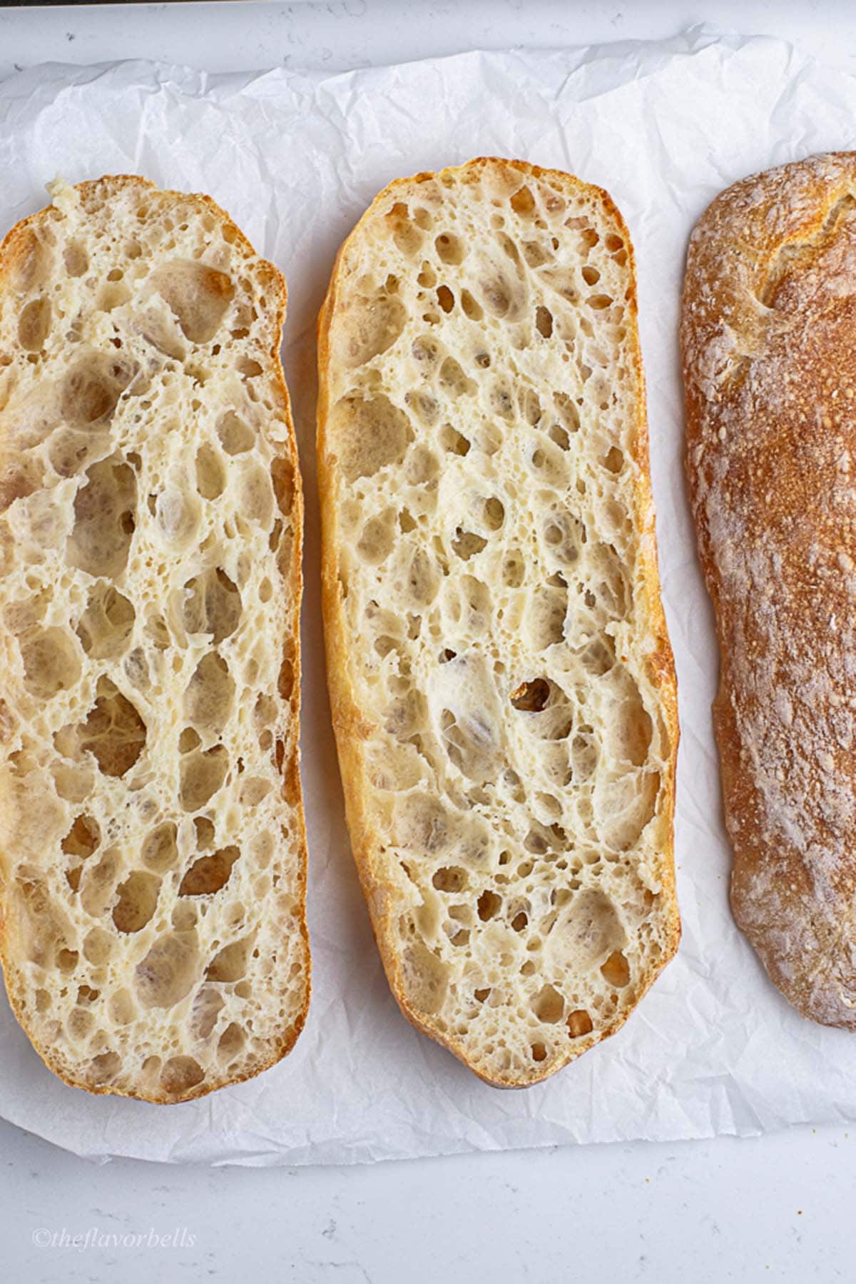 Italian bread placed on a white background