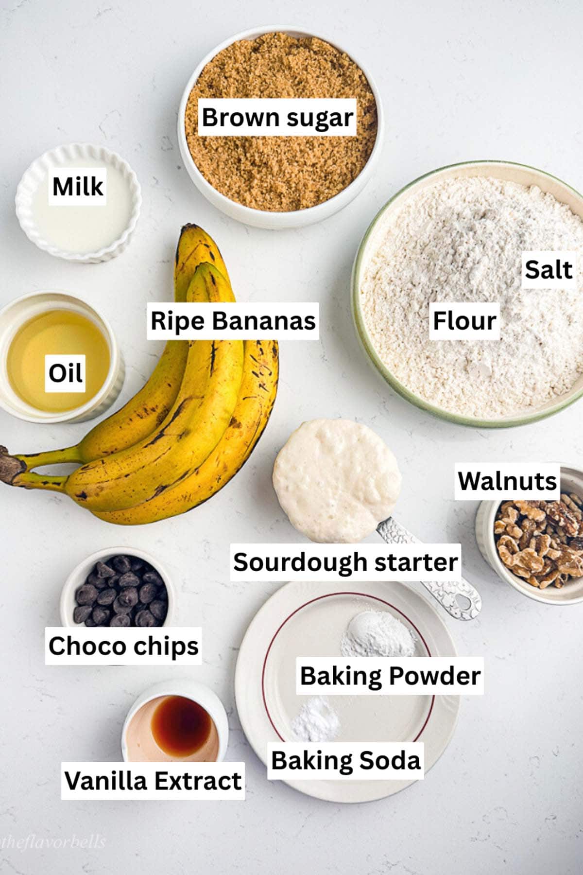 an image of all the ingredients required for making the bread